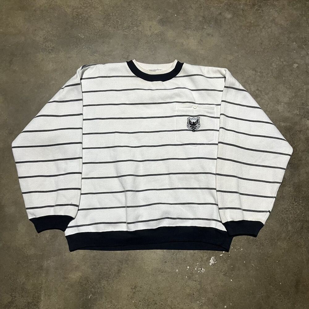 Vintage 90s Cherokee White/Black Striped Boxy Sweatshirt